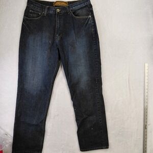 Raw State Mens Dark Wash Straight Leg Embroidered Jeans 38x32 Blue Cotton